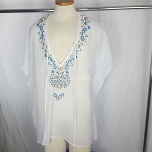 SPIAGGIA DOLCE BEJEWELED SHEER SLIP ON SZ S/M/L